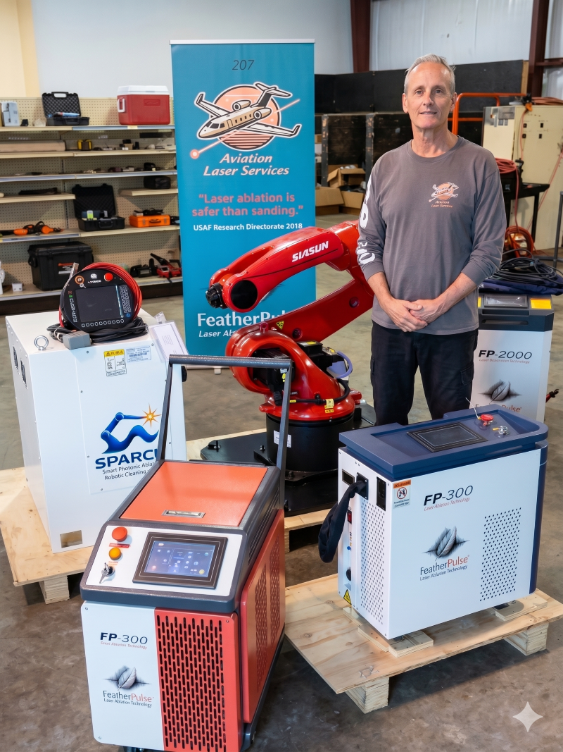 Jamie Buturff with his FP-300 lasers and robots